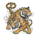full bodied ferocious tiger fighting tattoo design idea