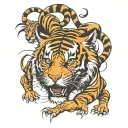 full bodied ferocious tiger fighting tattoo design idea