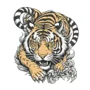 full bodied ferocious tiger fighting tattoo design idea
