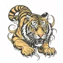 full bodied ferocious tiger fighting tattoo design idea
