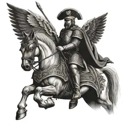 blackwork tattoo winged polish hussar tattoo design idea