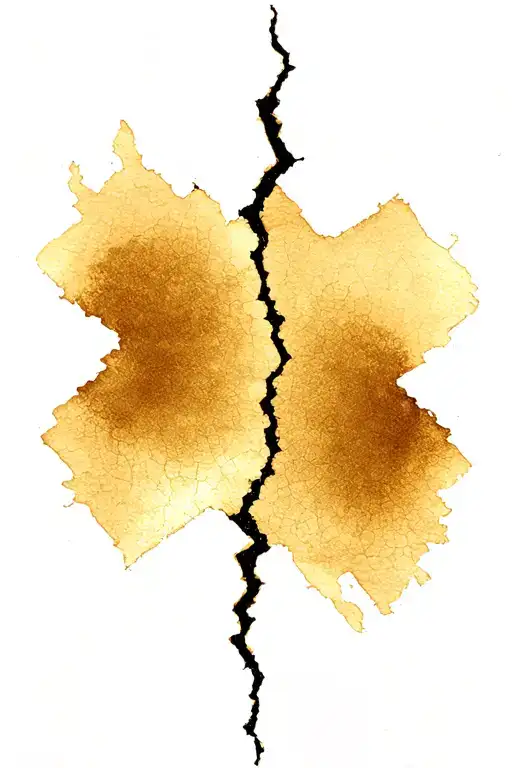 long simple Kitsungi gold crack through a black canvas tattoo design idea