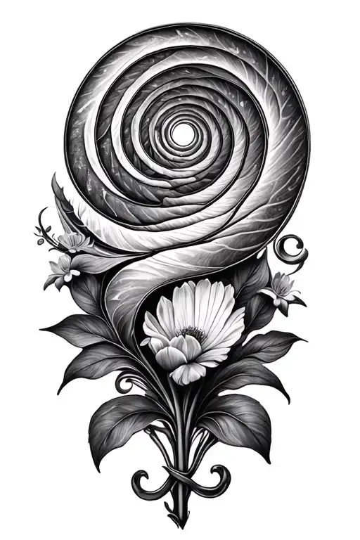 Suite of Fibonacci Spiral Pattern and Fleur de Vie tattoo design idea