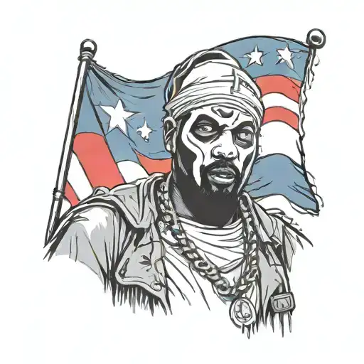 ghostface wearing a puerto rican flag around his shoulders tattoo design idea