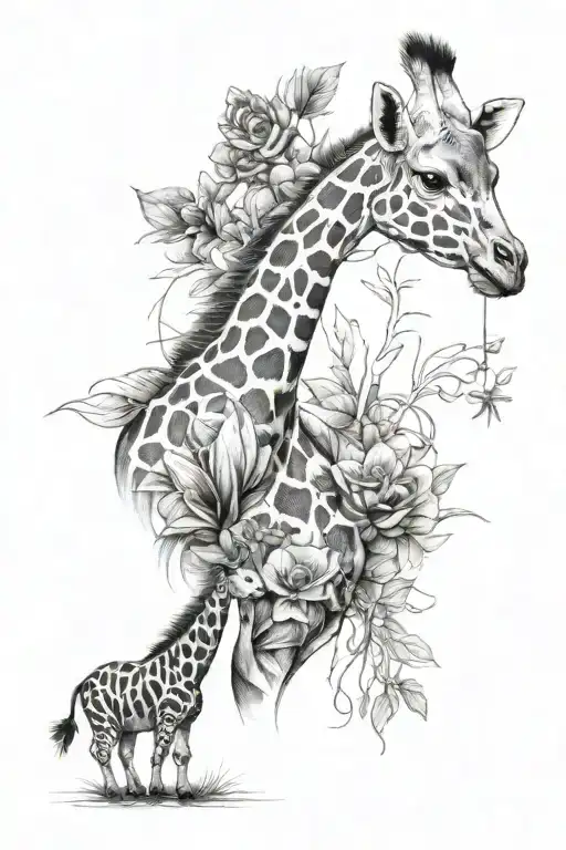 giraffe, panda and tiged tattoo design idea