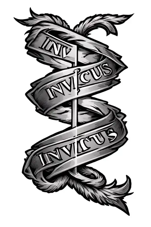 "Invictus" Vertical rib tattoo, word "Invictus", aesthetics, elegance tattoo design idea