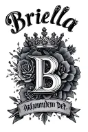 the name Briella with a crown over the B tattoo design idea