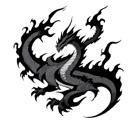 dragonball and darkness of dragon flame tattoo design idea