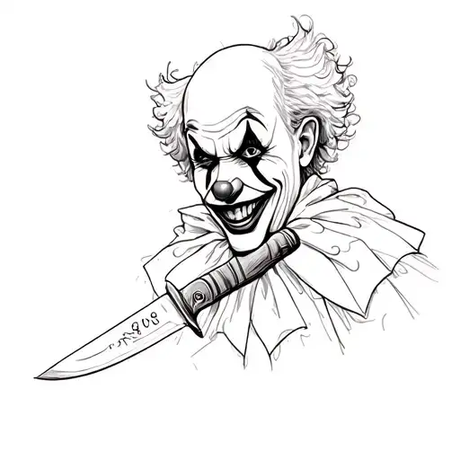 Art the clown with a knife  tattoo design idea