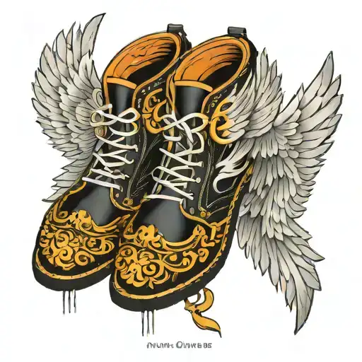 Hermes wing shoes angelic wings tattoo design idea