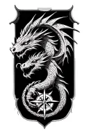 Celtic dragon and Nordic compass tattoo design idea