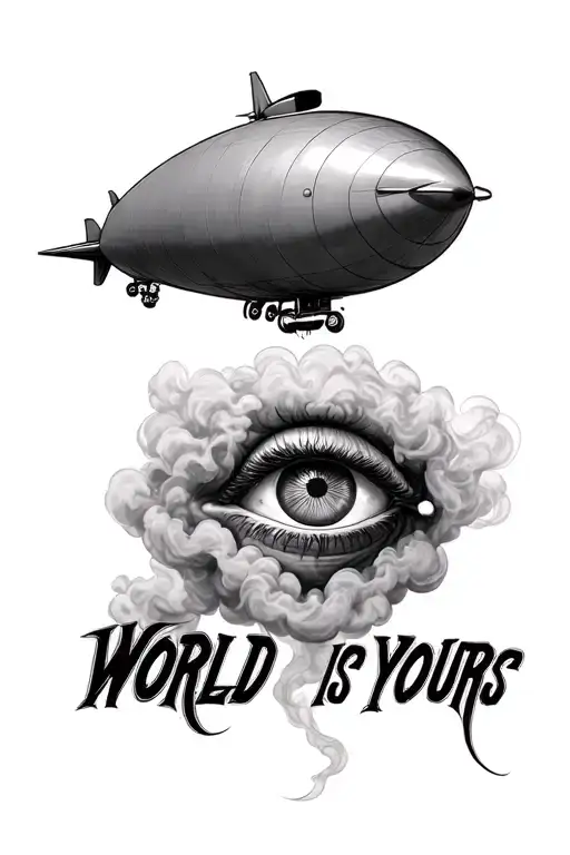 eye blimp world is yours smoke Benjamin franklin tattoo design idea