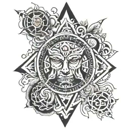 It expresses mysterious wisdom and enlightened mentality within complex symbols that are difficult for ordinary people t tattoo design idea