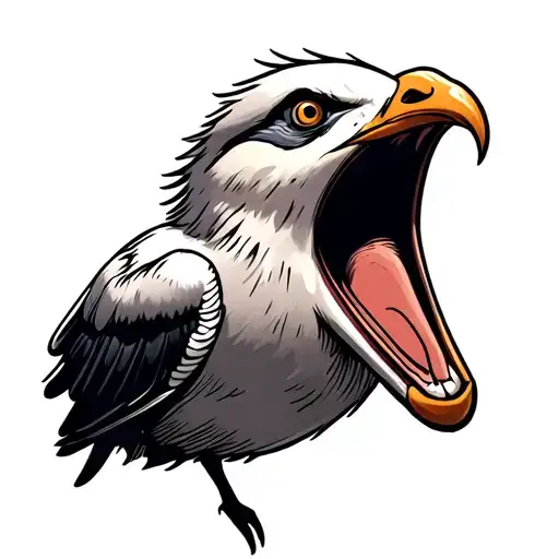 screaming seagull tattoo design idea