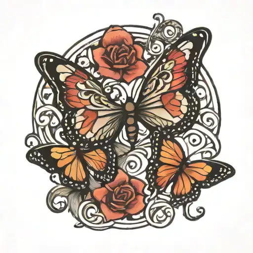 butterfly infinity sign 2 hearts  tattoo design idea