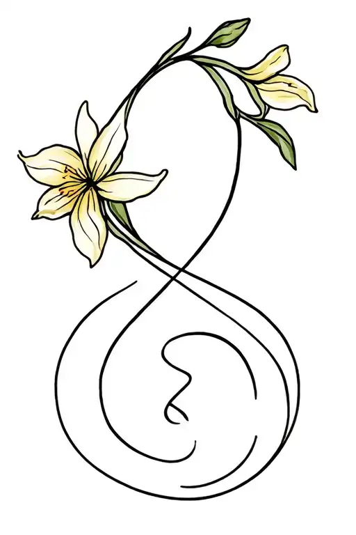 shanti symbol integrated with unconditional love symbol and freesia flower tattoo design idea