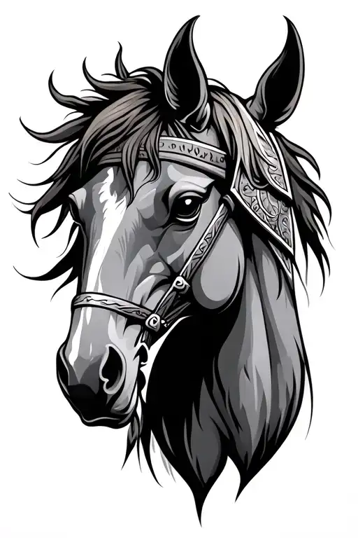 Viking horse head tattoo design idea