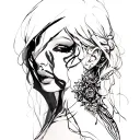 mcqueen relationship with thin strokes, quite lines, fine black and white line tattoo design idea