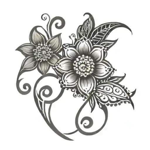 henna tattoo with flowers intertwined tattoo design idea