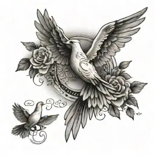 inner forearm tattoo image with quote in middle and doves and detailing around it  tattoo design idea