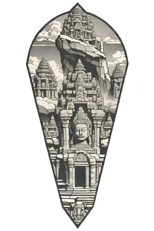 bayon temple in a frame tattoo design idea