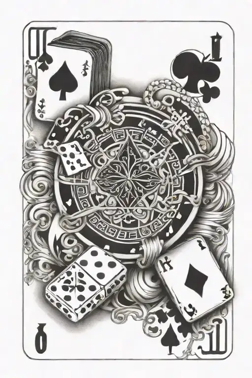 i want blackjack cards and dice tattoo design idea