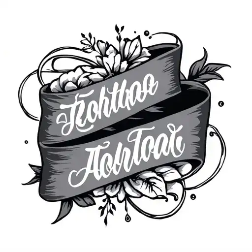 banner for son's names written tattoo design idea