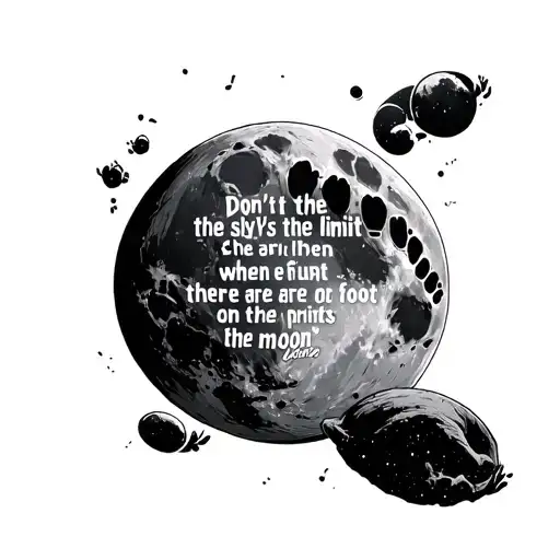 footprints on the moon including the quote "don't tell me the sky's the limit when there are foot prints on the moon" tattoo design idea