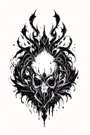 High contrast brush-like strokes dark aesthetic surrealist gothic blackwork otherworldly ornamental abstract sigilism tattoo design idea