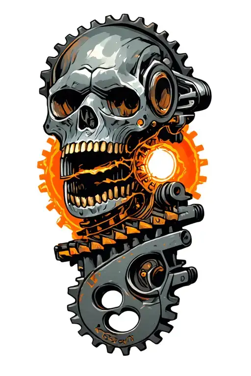 crankshaft transforming into a mechanical tattoo design idea