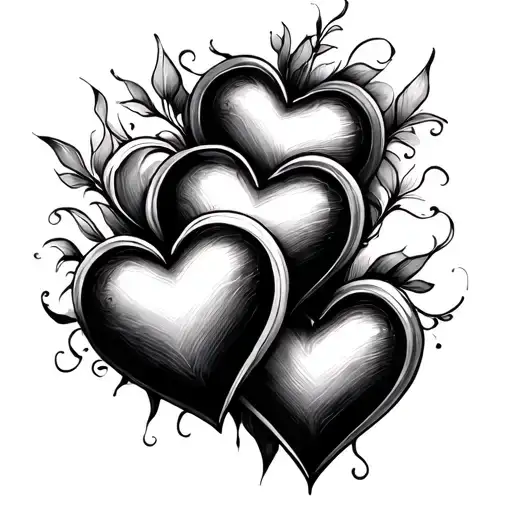 3 hearts mixed together fineline tattoo tattoo design idea