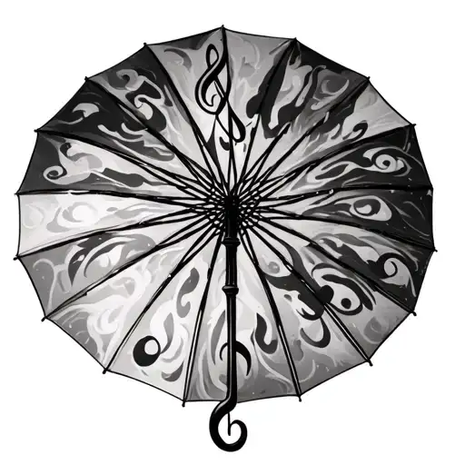 umbrella with treble clef handle tattoo design idea
