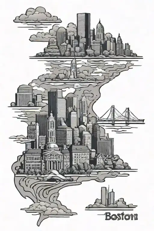 Boston skyline tattoo design idea