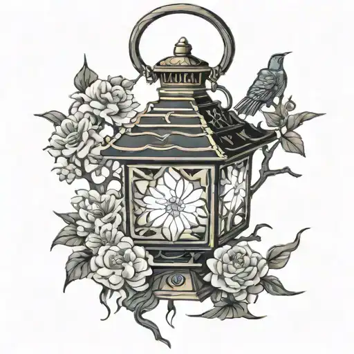 nightingale lantern shining tattoo design idea