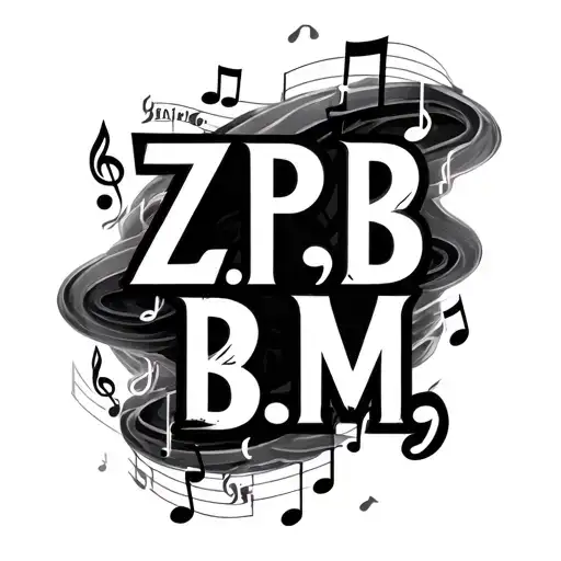 "Z.P.B.M" music notes floating tattoo design idea
