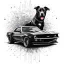 An abstract geometric design incorporating elements of a Camaro and a dog tattoo design idea