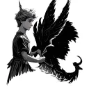 Little prince character, Peter Pan inspired, Gemini sign tattoo design idea