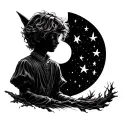 Little prince character, Peter Pan inspired, Gemini sign tattoo design idea