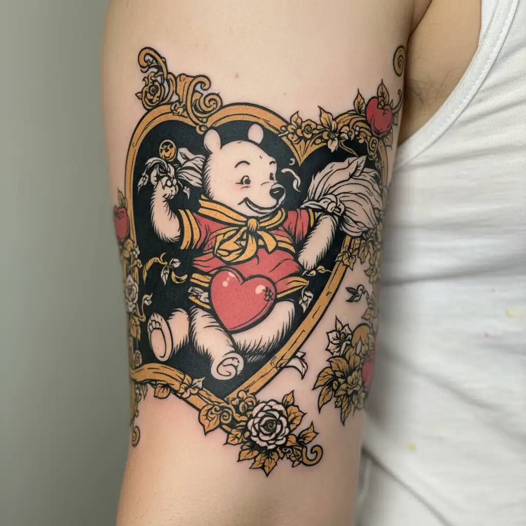 Winnie-the-Pooh, heart tattoo design idea