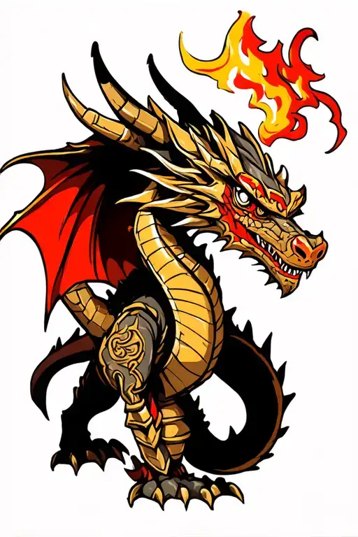 knight fight dragon tattoo design idea