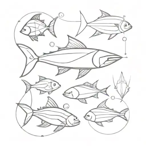 ocean fish different geometric lines tattoo design idea