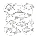ocean fish different geometric lines tattoo design idea