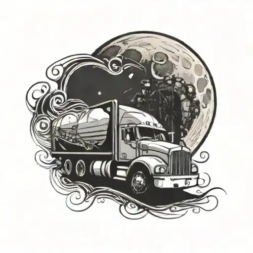 the moon and a semi truck and a carnival inspired tattoo design idea