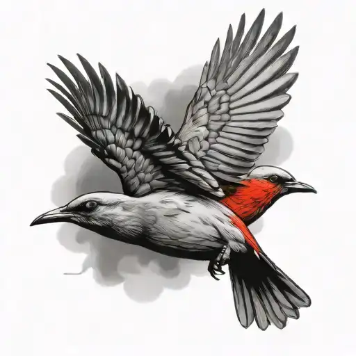 red robins flying tattoo design idea