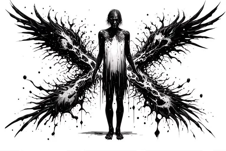 disintegrating person standing tattoo design idea