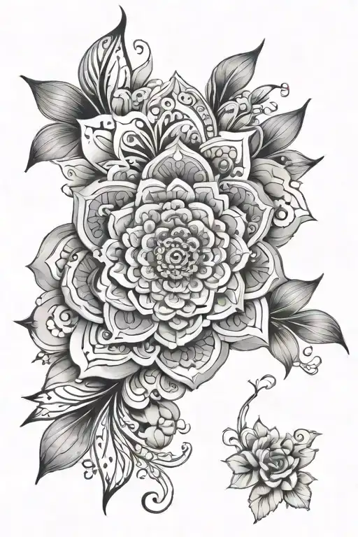 mandala and floral tattoo design idea
