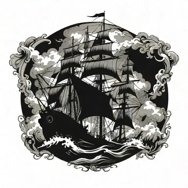 boat 18th century tattoo design idea