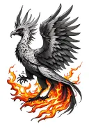 Phoenix rising from flames tattoo design idea