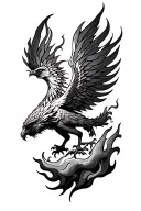 Phoenix rising from flames tattoo design idea
