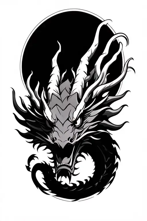 Minimalist oriental Dragon tattoo design idea